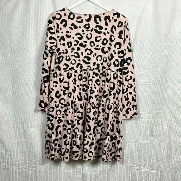 Boutique Women’s Leopard  Print Dress Pink & Black Print L Button Down Pullover - Picture 2 of 8